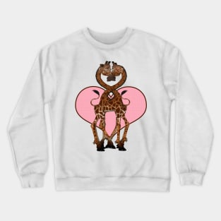 Love Heart Giraffes With Necks Entwined Crewneck Sweatshirt